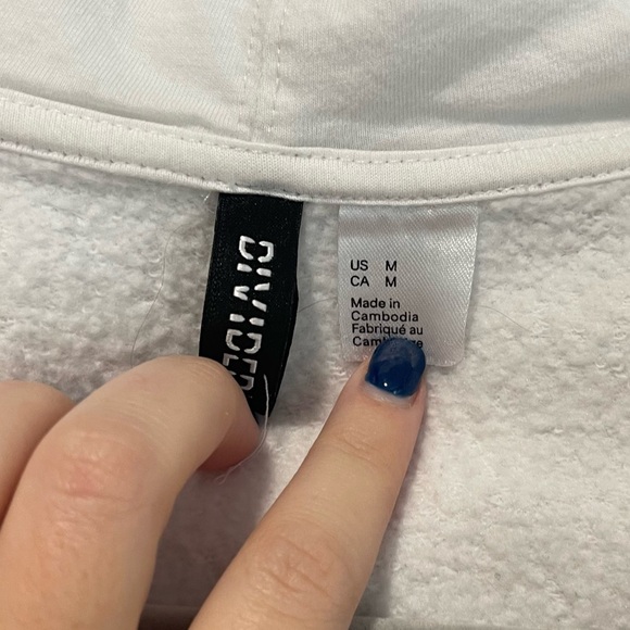 Divided White Cropped Zip Up Hoodie - Picture 4 of 4